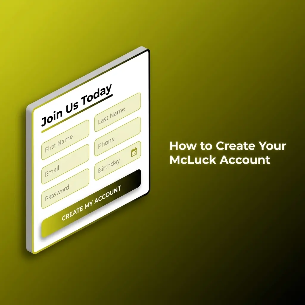 McLuck registration steps showing sign-up form with welcome bonus of GC 7,500 and FREE SC 2.5 no deposit required