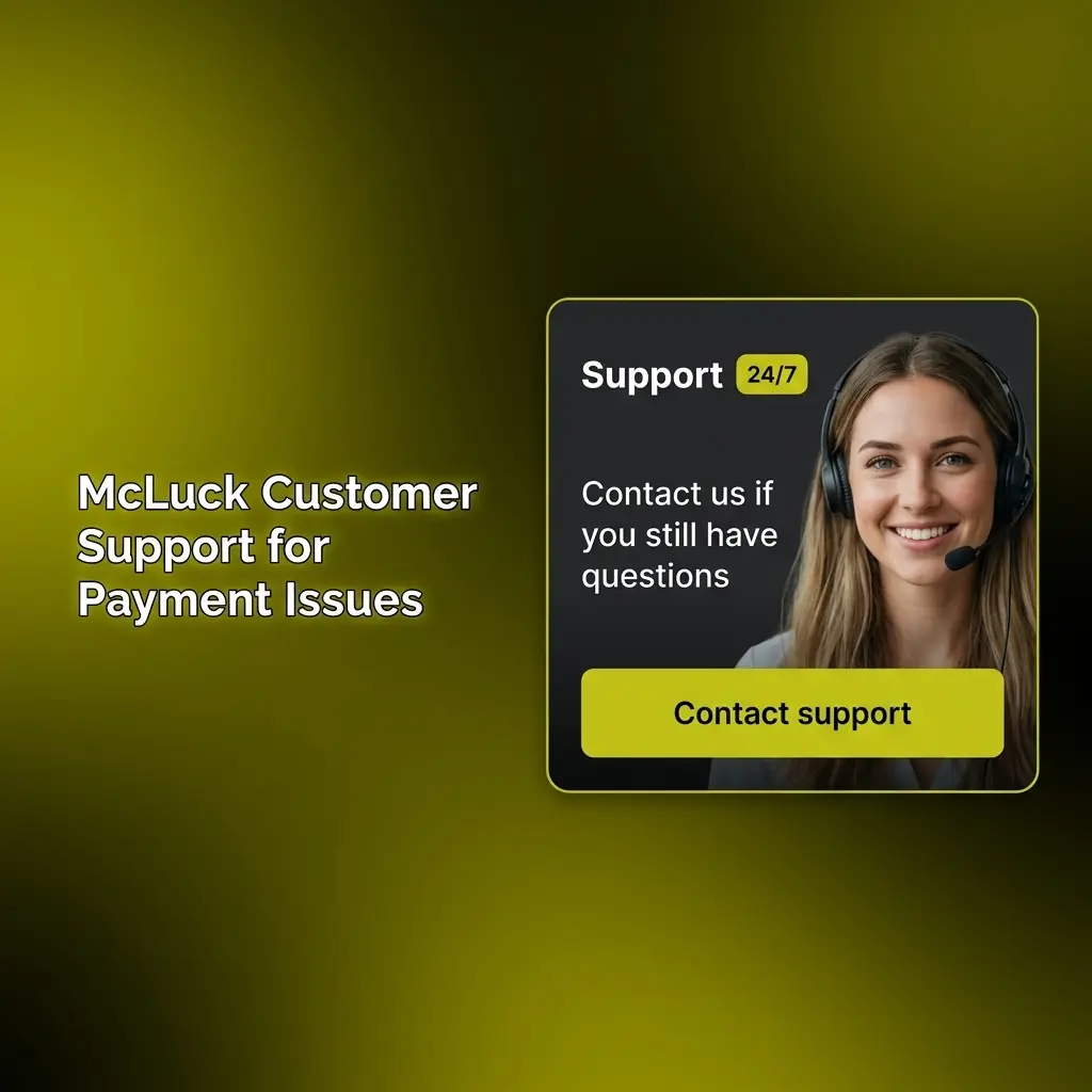McLuck customer support options including live chat, email, and Help Center for resolving payment issues for US players