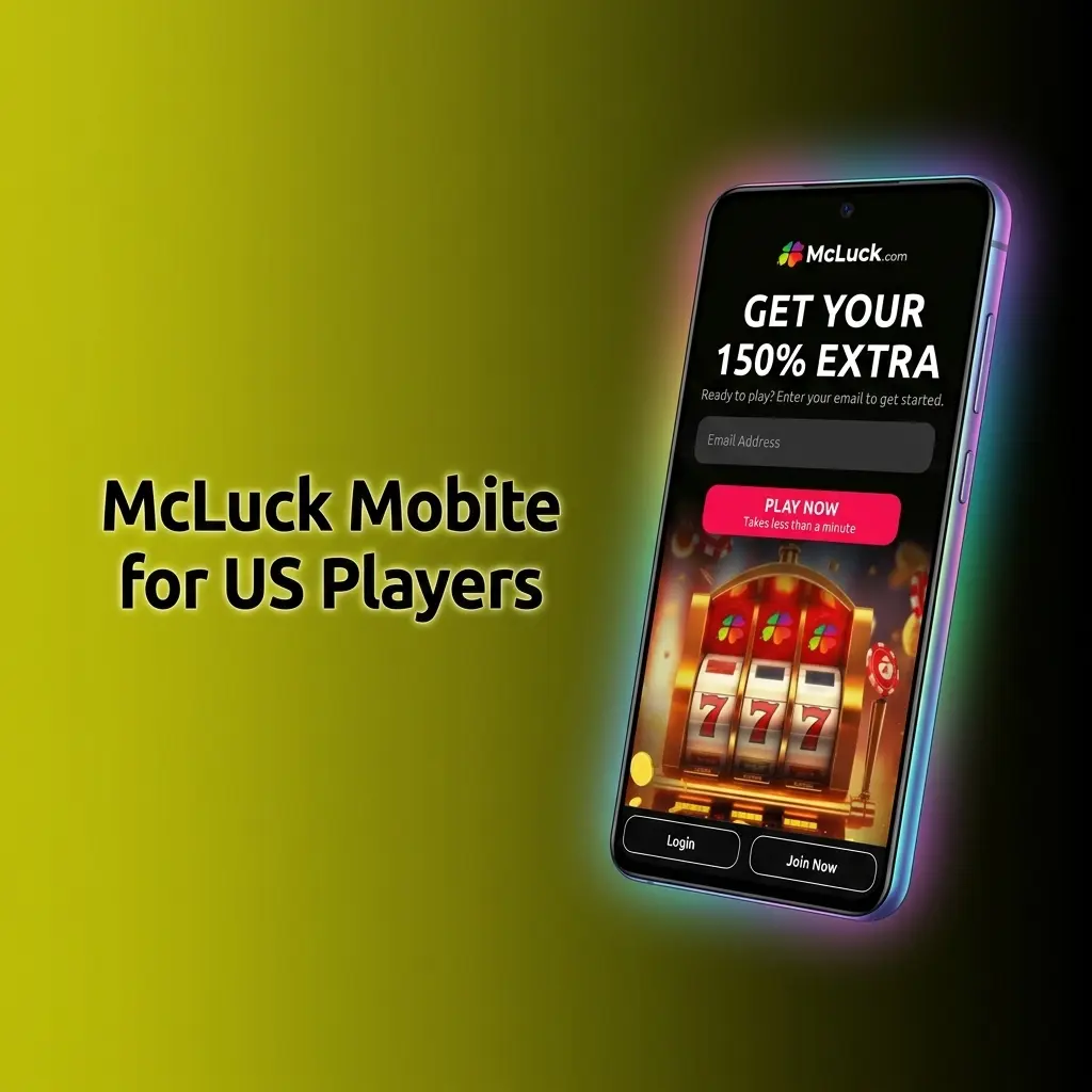 McLuck mobile website interface on smartphone browser showing touch-optimized casino games and betting markets for US players