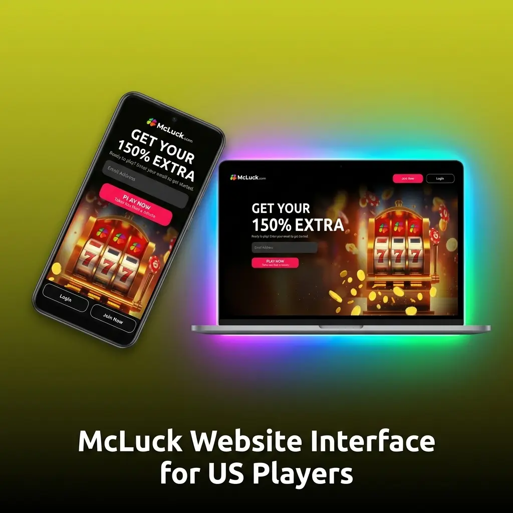 McLuck website interface showing top navigation bar with Casino, Live Casino, Sports, Promotions, and account wallet tabs